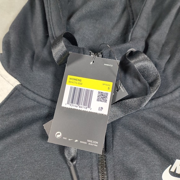 Nike Sportswear Air Hoodie Womens Small Black White Full Zip Sweatshirt New - Picture 6 of 12